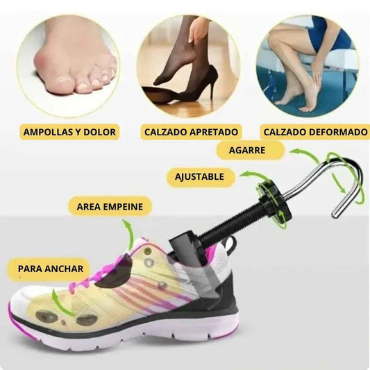Zenino® Ensanchador de zapatos ajustable UNIVERSAL + Tapones de alivio extraíbles